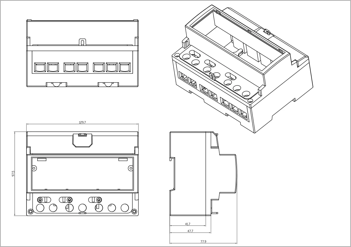 Three-phase 7P Rail Meter Box
