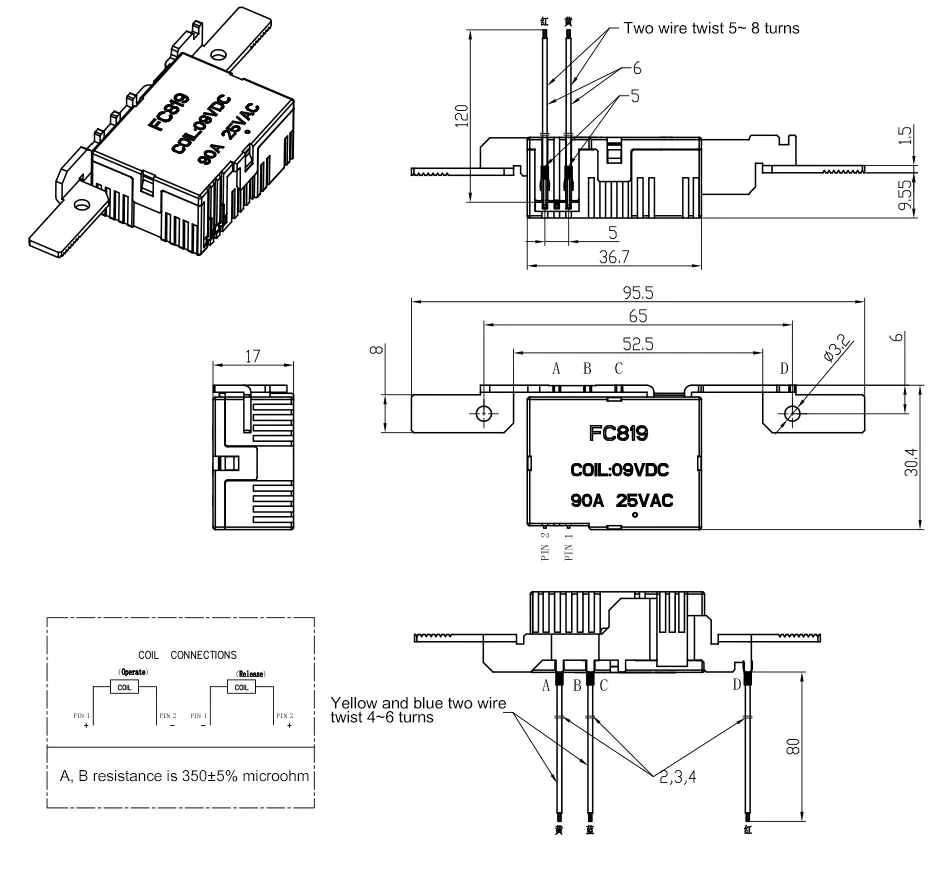 Single-Phase 2P Top-in-Bottom-Out Latching Relay
